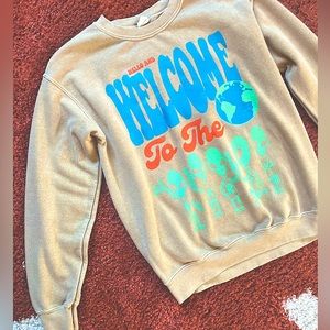 Urban Outfitters tan crewneck alien sweatshirt